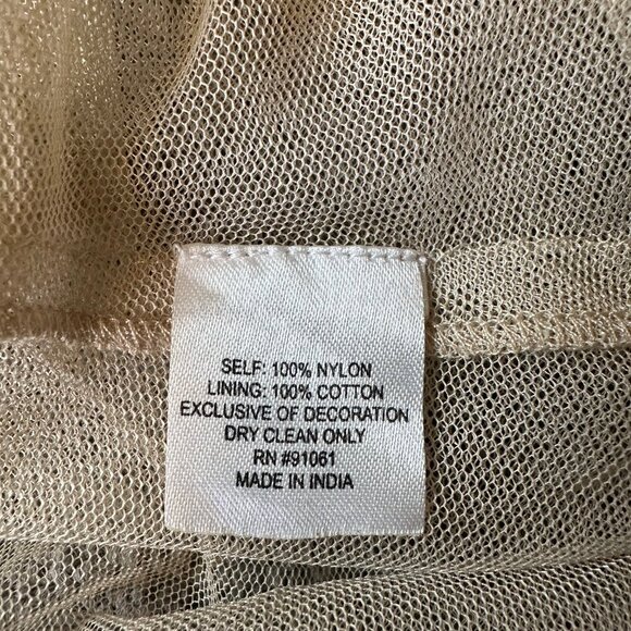 Biya Johnny Was Sheer Nude Netted Beaded Embroidered Fit Flare BohoDress Medium - Picture 6 of 6